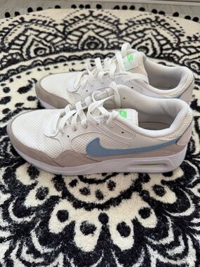 Nike White and Light Blue Mesh Casual Air Sneakers